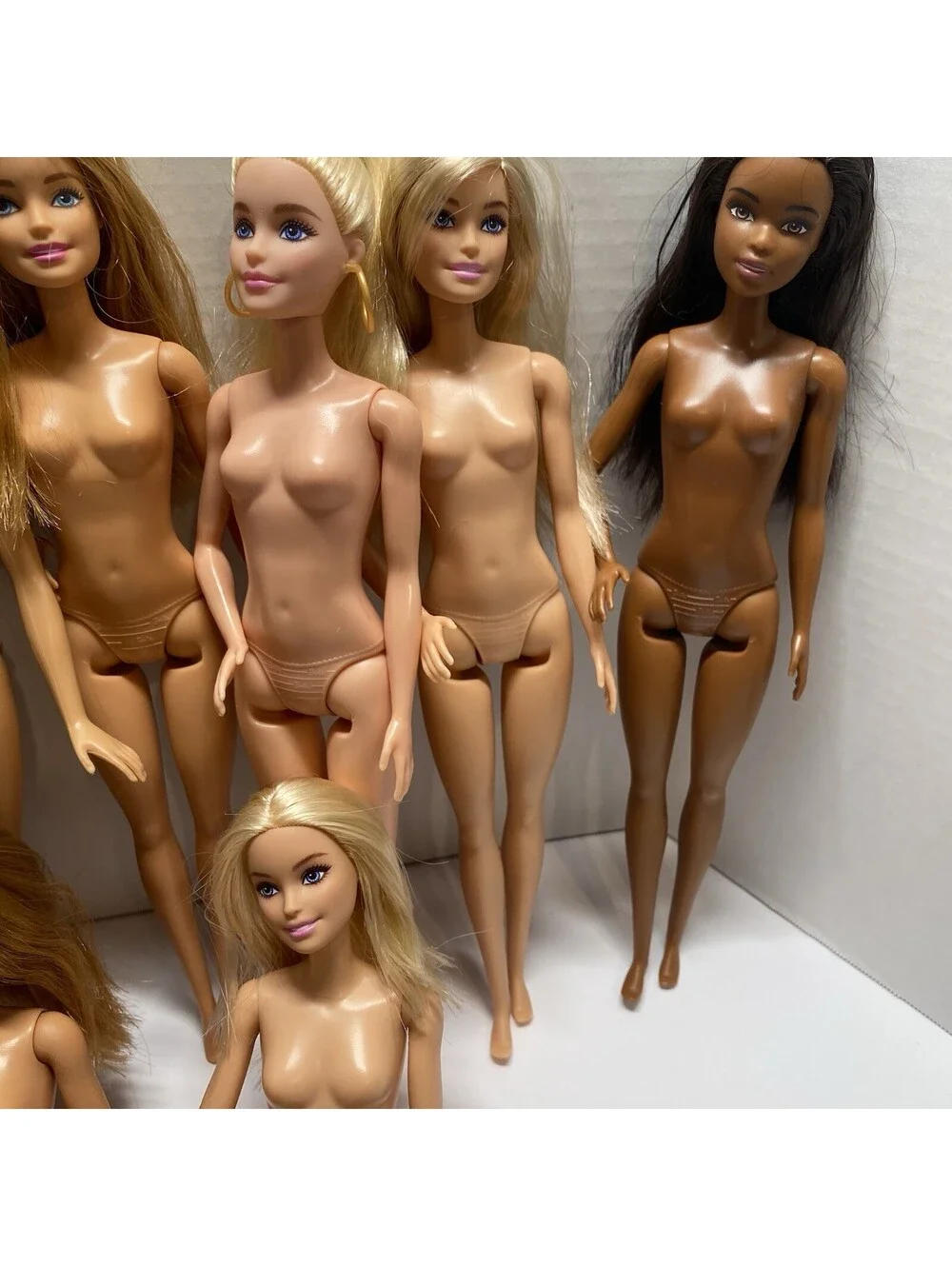 Nude Barbie Doll Lot~12 Multi  Skin Hair Color Belly Button Dolls OOAK NBL12